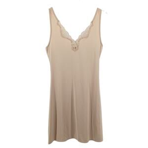 Bali Studio Nude Lace Trim Slip Dress Womens SM Minimalist Y2K Neutral Ballet